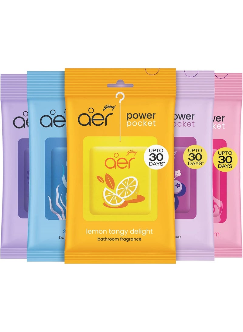 جودريج معطر جو جيب كهربائي من Godrej aer - الحمام والمرحاض يدوم لمدة تصل إلى 30 يوما حزمة متنوعة من 5 (50 جم)، متعدد الألوان - Image 2