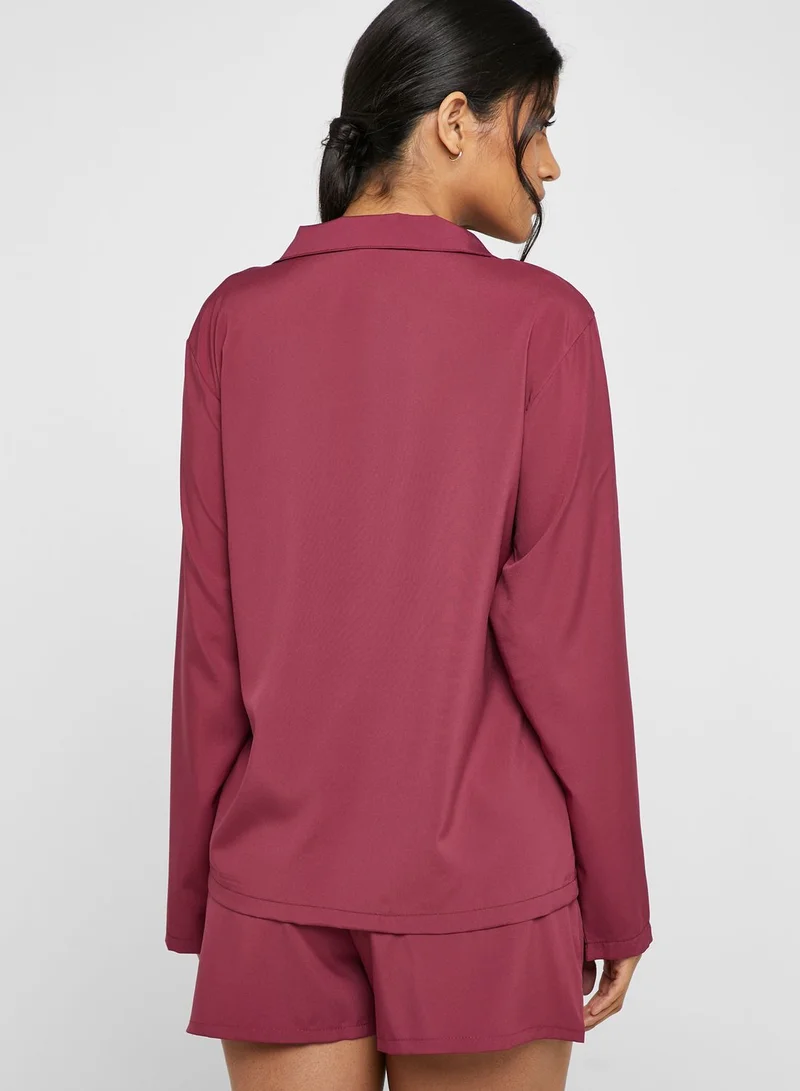 Missguided Button Down Shirt & Shorts Set