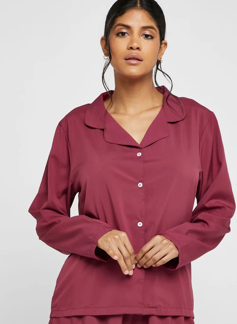 Missguided Button Down Shirt & Shorts Set