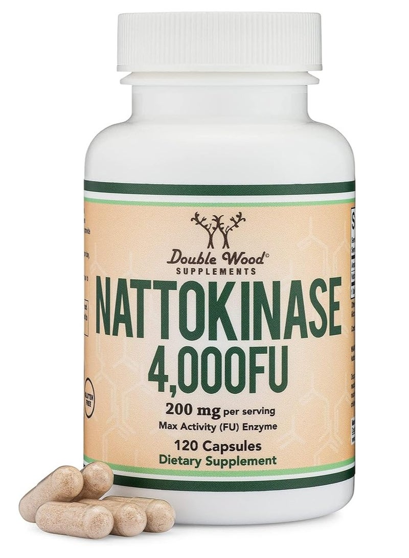 مكمل Nattokinase 4,000 FU لدعم القلب والأوعية الدموية والدورة الدموية، 120 كبسولة