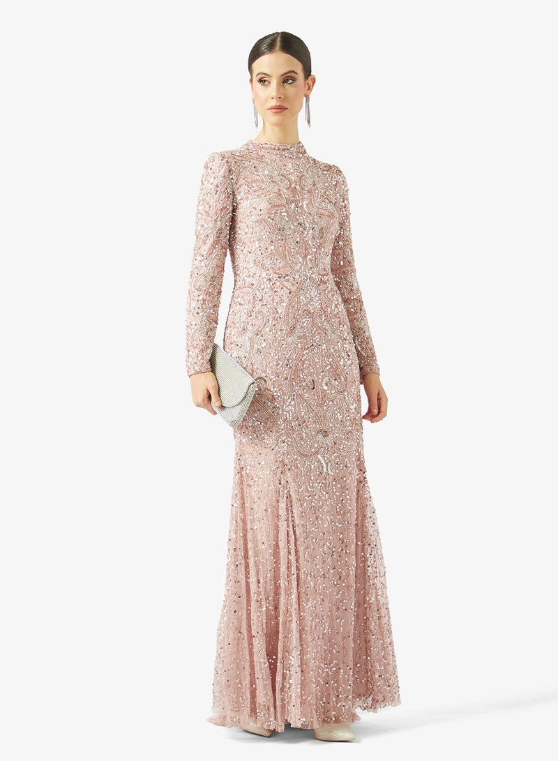 MARYISA Mesh Detailed Sequin Maxi Dress - Image 4