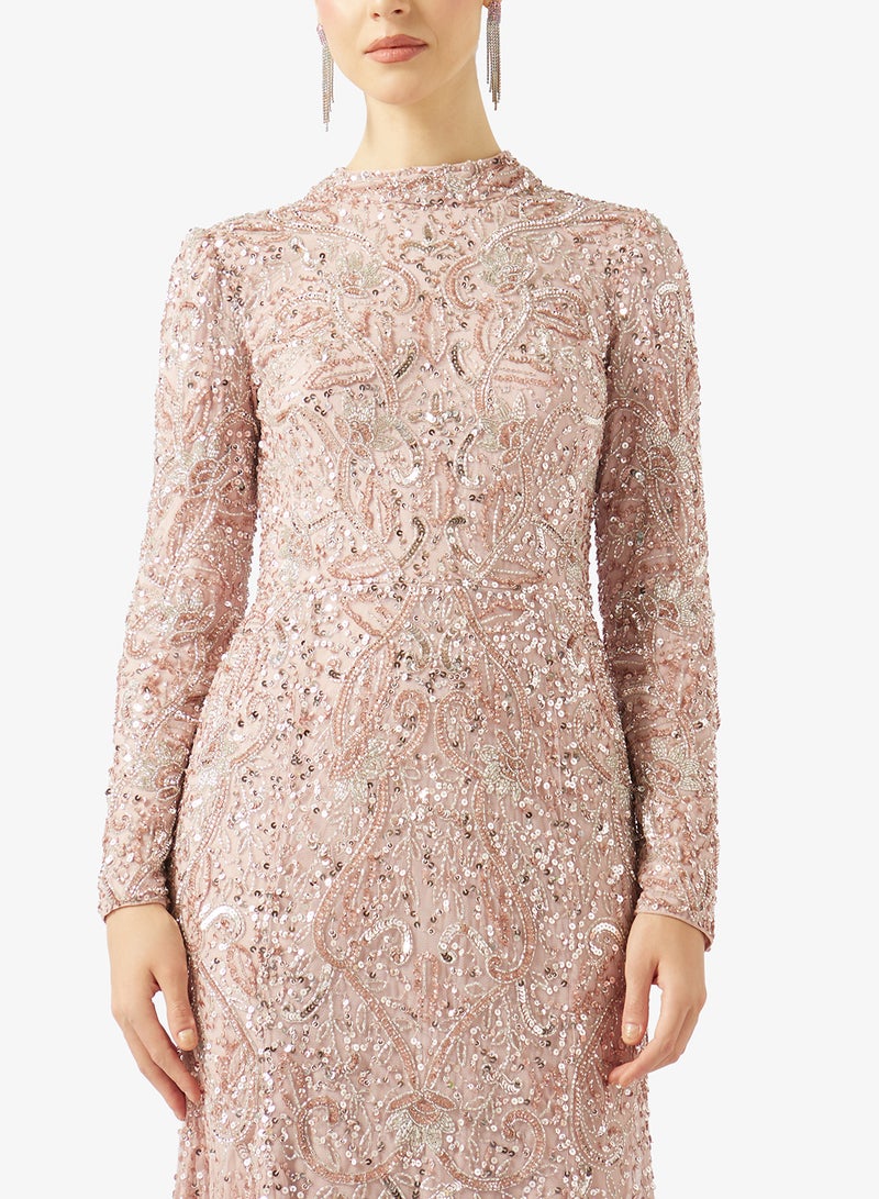 MARYISA Mesh Detailed Sequin Maxi Dress - Image 3