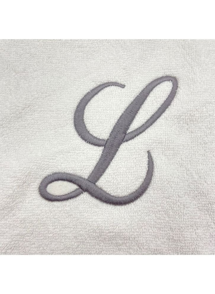 BYFT Embroidered For You (White) Luxury Monogrammed Towels (Set of 1 Hand & 1 Bath Towel) 100% Cotton, Highly Absorbent and Quick dry Bath Linen -600 Gsm (Silver Letter L) - Image 3
