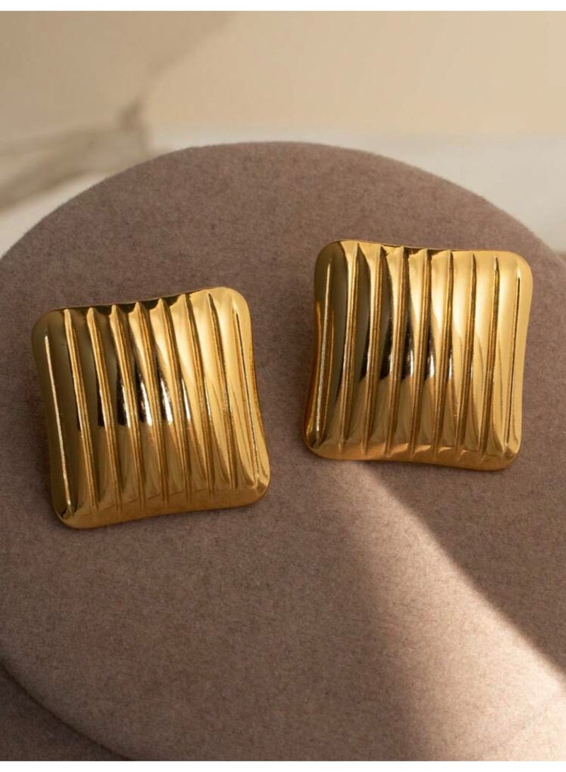 Dangle Charms Elegant & High Quality Stainless Steel Gold Plated Earrings For Women - Image 1