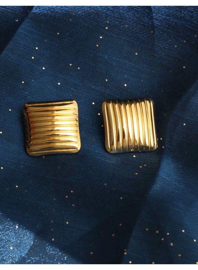 Dangle Charms Elegant & High Quality Stainless Steel Gold Plated Earrings For Women - Image 4