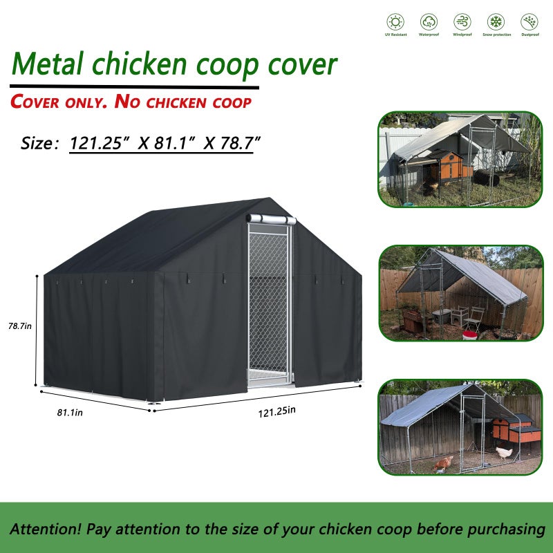 XCZ Chicken coop Cover, Waterproof in Winter. Suitable for Rooftop Chicken coops, Full Coverage. Black (No Chicken coop - Image 2