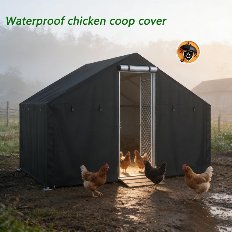 XCZ Chicken coop Cover, Waterproof in Winter. Suitable for Rooftop Chicken coops, Full Coverage. Black (No Chicken coop - Image 4