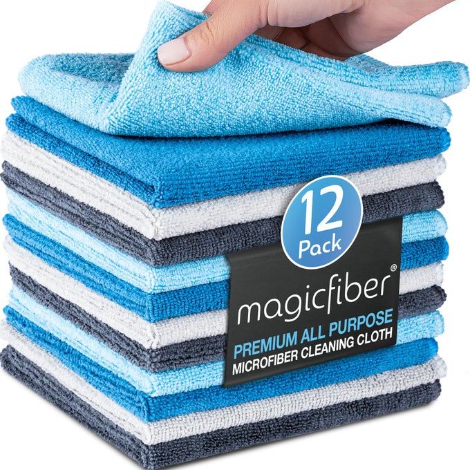 MICROFIBER CLEANING CLOTH 12 PACK LARGE 13 X13 HIGHLY ABSORBENT STREAKFREE MICRO FIBER CLEANING RAGS TOWELS FOR HOUSE CAR WINDOWS HOUSEKEEPING HOUSEHOLD DUSTING KITCHEN
