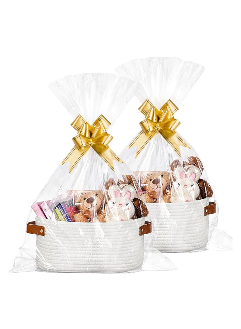 Gift Basket with Gift Bags and Ribbons, 12 X 8 X 5 Inch Durable Empty Basket for Gifts, with Handles, DIY Basket Gift Set - Image 1