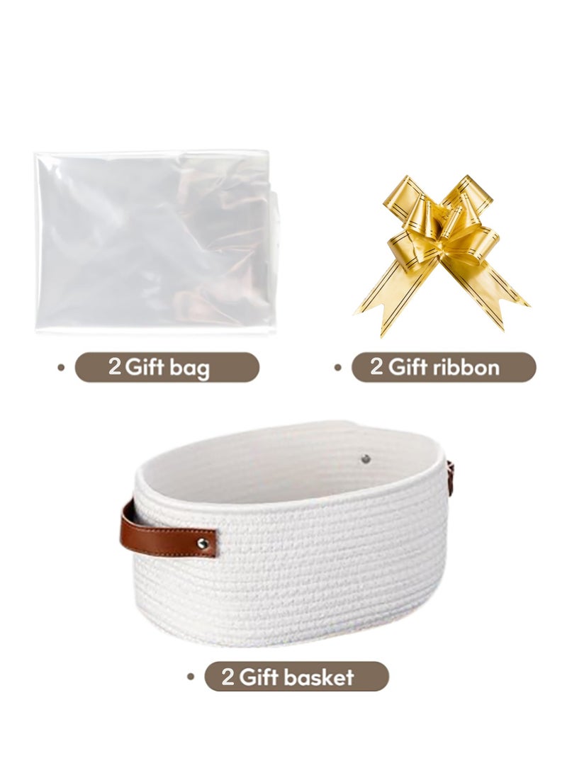 Gift Basket with Gift Bags and Ribbons, 12 X 8 X 5 Inch Durable Empty Basket for Gifts, with Handles, DIY Basket Gift Set - Image 4