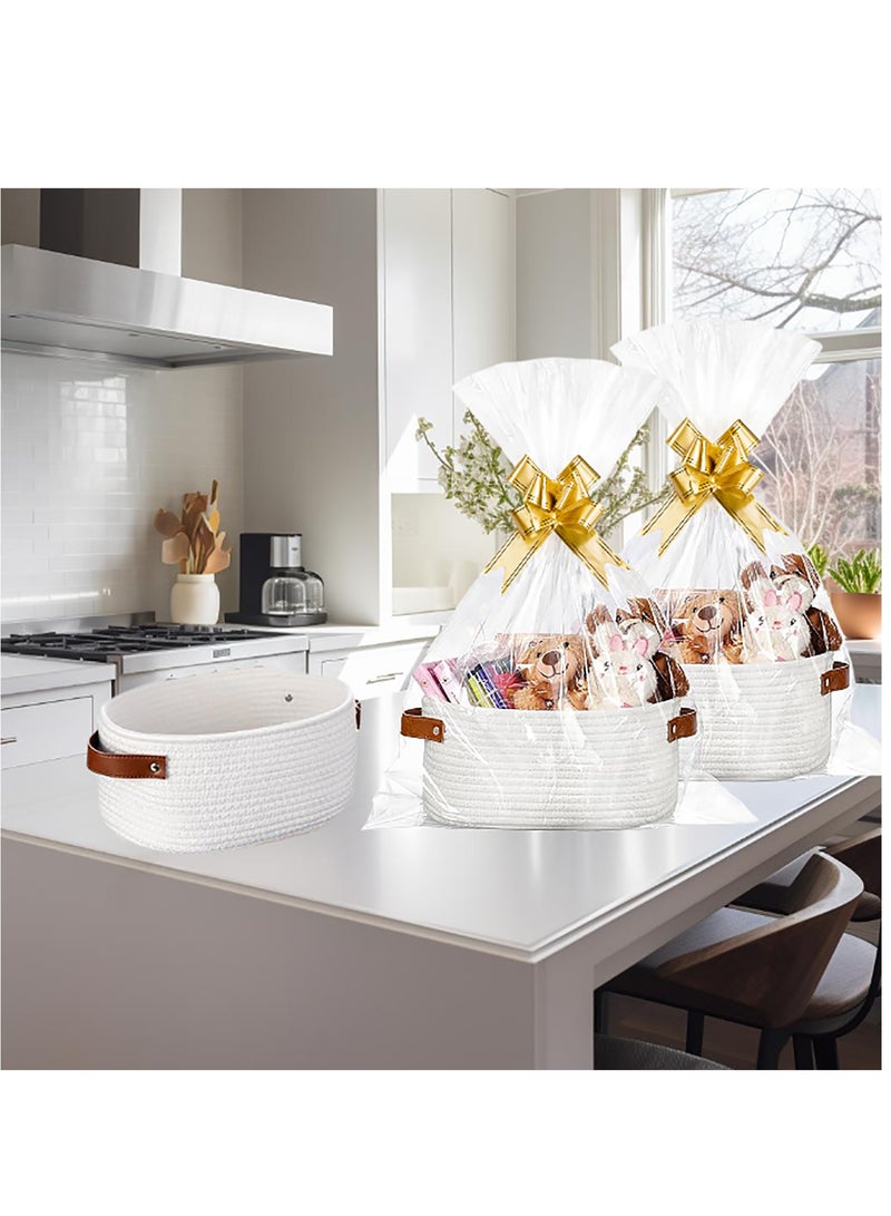 Gift Basket with Gift Bags and Ribbons, 12 X 8 X 5 Inch Durable Empty Basket for Gifts, with Handles, DIY Basket Gift Set - Image 3