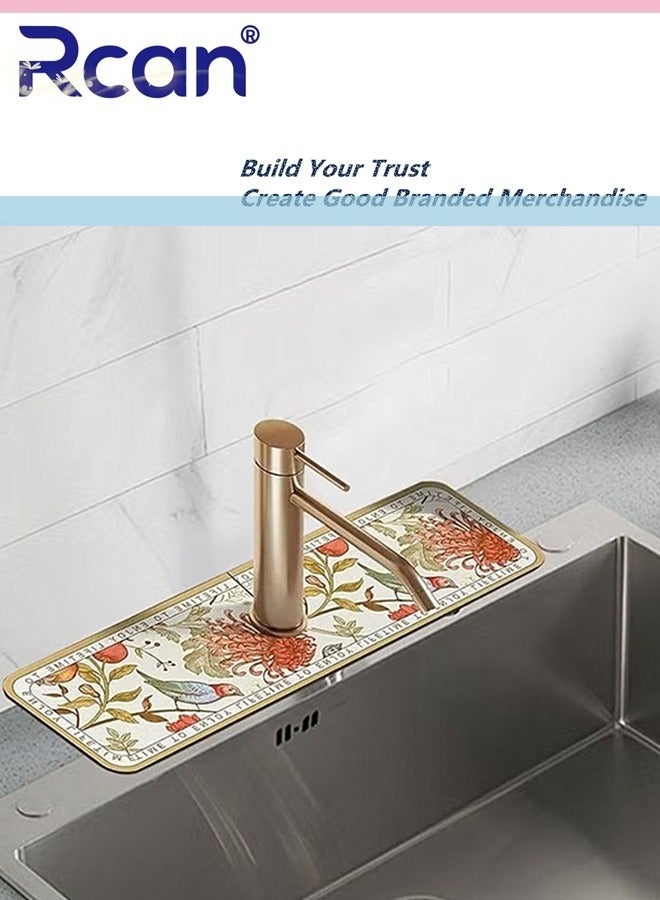 Rcan 2 Pcs Faucet Draining Mat Self Absorbent Draining Mat For Kitchen Counter Soft Diatom Mud Non-Slip Drain Pad Quick Dry Mat Faucet Splash Catcher Countertop Absorbent Sink Protectors - Image 5