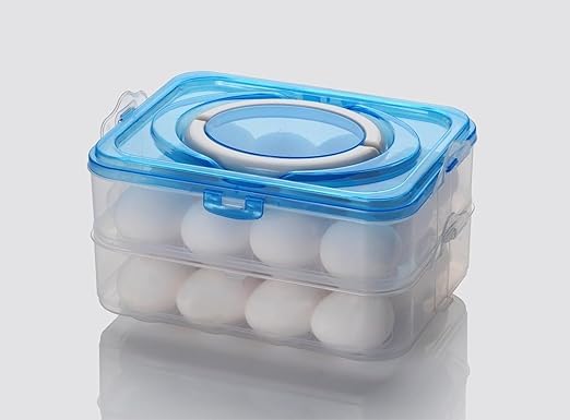 Keshmart Plastic 24 Grids Egg Storage Tray Box Plastic Transparent Refrigerator Egg Storage Keeper Holder ContainerMulti Colors - Image 1