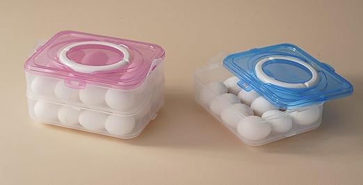 Keshmart Plastic 24 Grids Egg Storage Tray Box Plastic Transparent Refrigerator Egg Storage Keeper Holder ContainerMulti Colors - Image 2