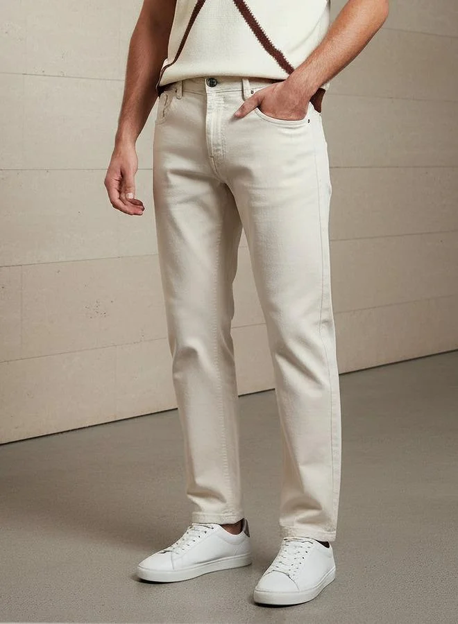 Men Regular Fit Mid Rise Cropped Jeans