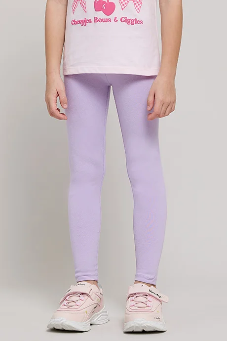R&B Solid Leggings with Elastic Waist