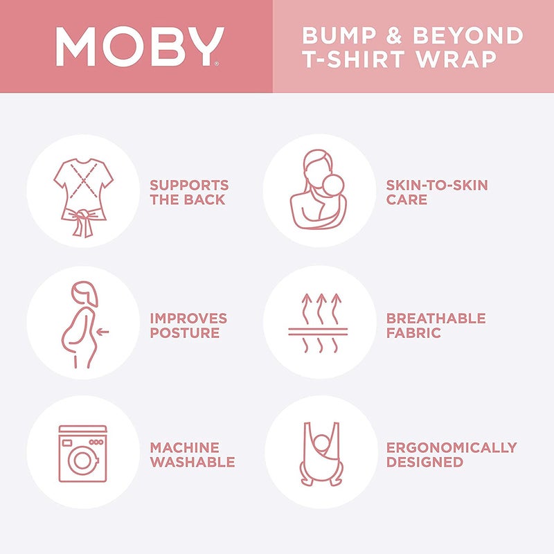 Moby Bump & Beyond T-Shirt Baby Wrap Carrier, Ivory â€“ Size 1 (Small),Versatile Support Wrap for Pregnant Mothers, Sling Carrier for Infants, Carries Babies up to 19.8lbs (8â€“12 Months) - Image 4