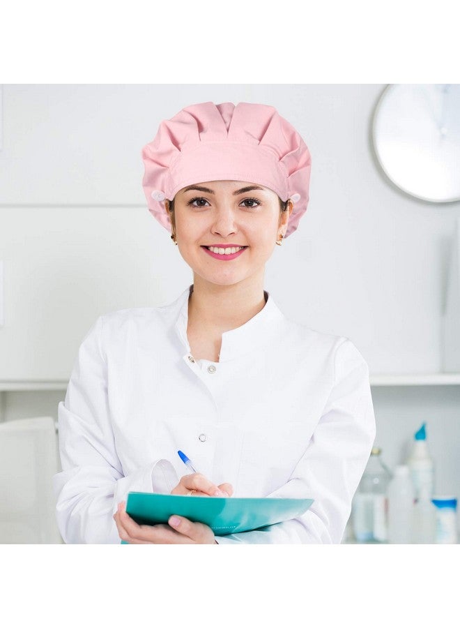 Satinior 6 Pieces Elastic Bouffant Caps With Buttons Turban Hats With Sweatband Unisex Printed Hair Covers Multicoloured - Image 4