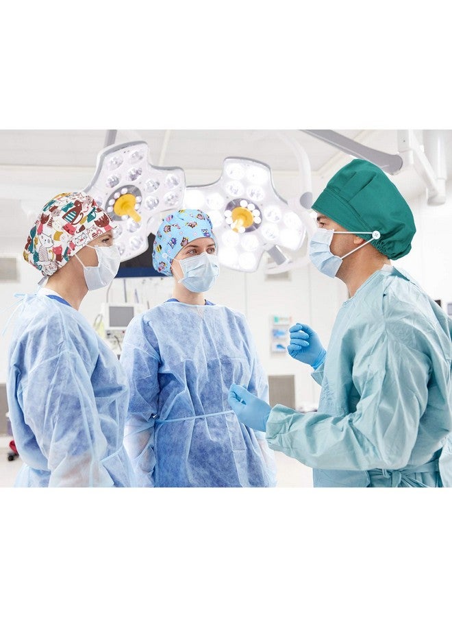 Satinior 6 Pieces Elastic Bouffant Caps With Buttons Turban Hats With Sweatband Unisex Printed Hair Covers Multicoloured - Image 2