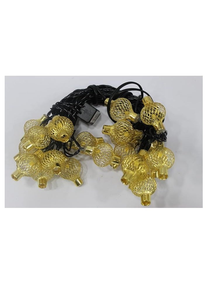 حبل معدن ذهبي 10 قطع كورة بقاعدة – ديكور مناسبات - Image 2