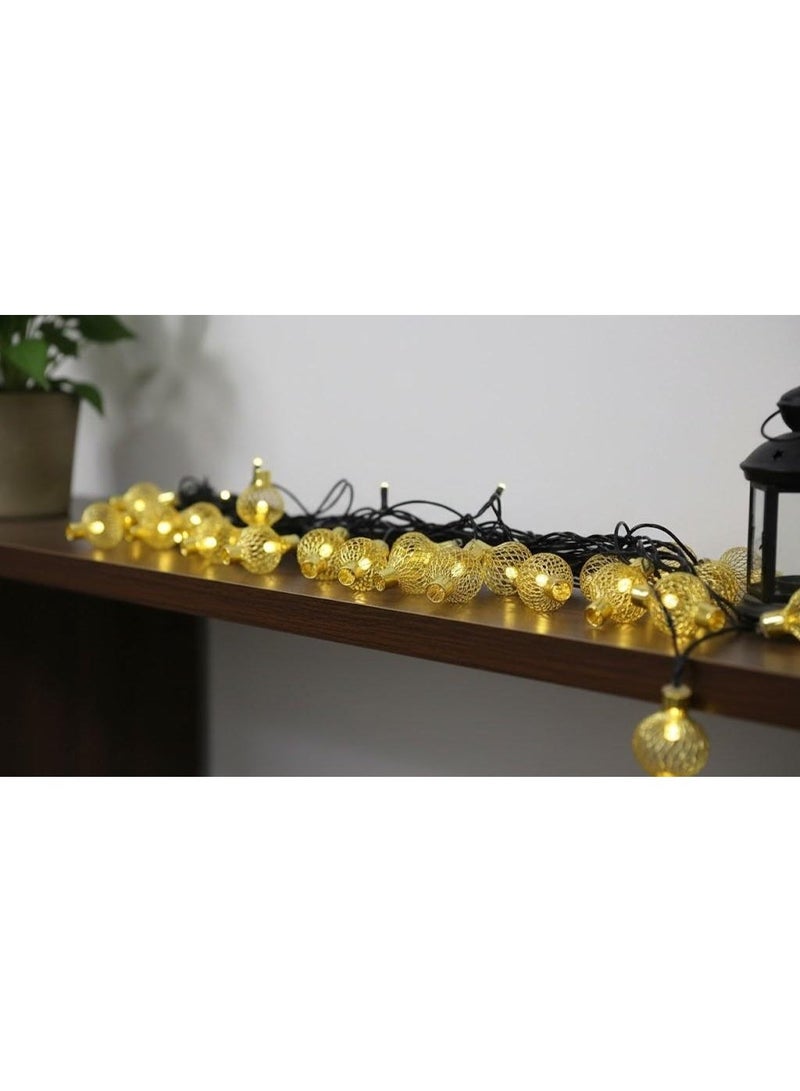 حبل معدن ذهبي 10 قطع كورة بقاعدة – ديكور مناسبات - Image 4