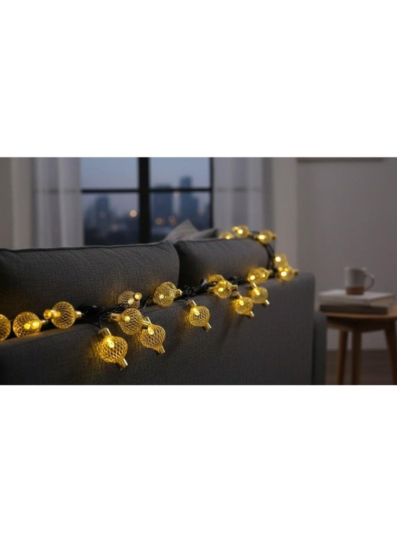 حبل معدن ذهبي 10 قطع كورة بقاعدة – ديكور مناسبات - Image 1