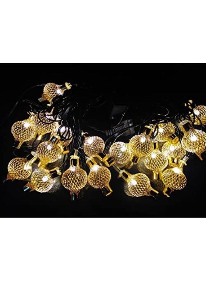 حبل معدن ذهبي 10 قطع كورة بقاعدة – ديكور مناسبات - Image 3