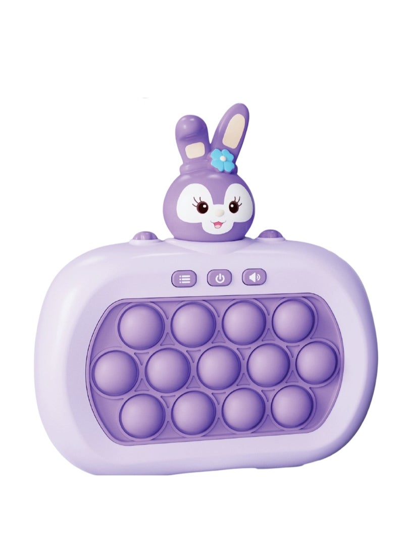 Huitich Kids Cartoon Bunny Pop It Game Console – Purple Fidget Toy with Light & Sound - Image 1