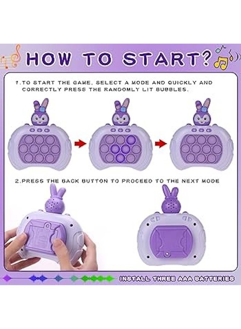 Huitich Kids Cartoon Bunny Pop It Game Console – Purple Fidget Toy with Light & Sound - Image 3