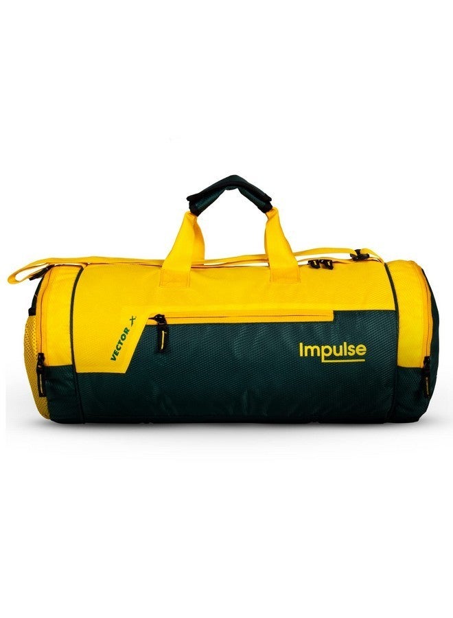 Vector X Gym Duffel 26L Sports Bag for Men and Women Polyester | Large Compartment | Front Utility Pocket | Mesh Side Pocket | Durable Base | Adjustable Shoulder Strap Travel Bag (Impulse, Yellow) - Image 1