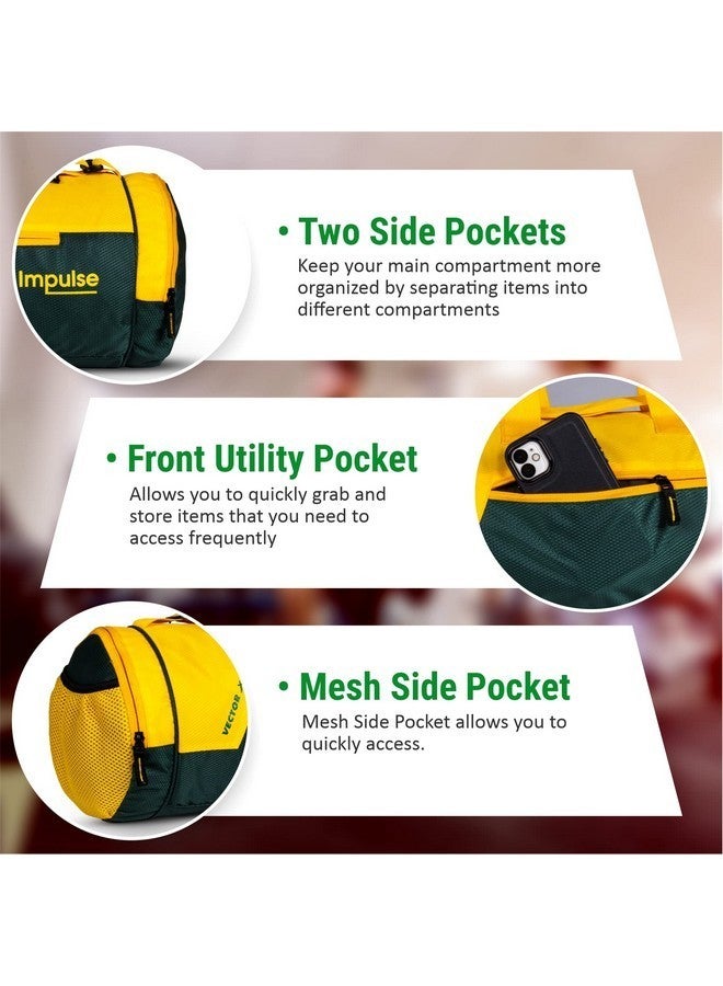 Vector X Gym Duffel 26L Sports Bag for Men and Women Polyester | Large Compartment | Front Utility Pocket | Mesh Side Pocket | Durable Base | Adjustable Shoulder Strap Travel Bag (Impulse, Yellow) - Image 5