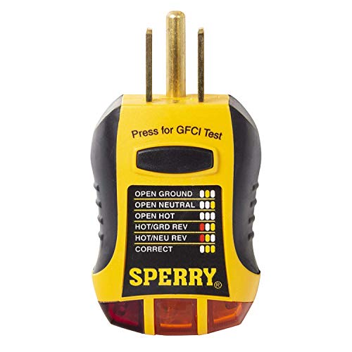Sperry Instruments GFI6302 GFCI Outlet / Receptacle Tester, Standard 120V AC Outlets, 7 Visual Indication / Wiring Legend, Home & Professional Use, Yellow & Black - Image 2