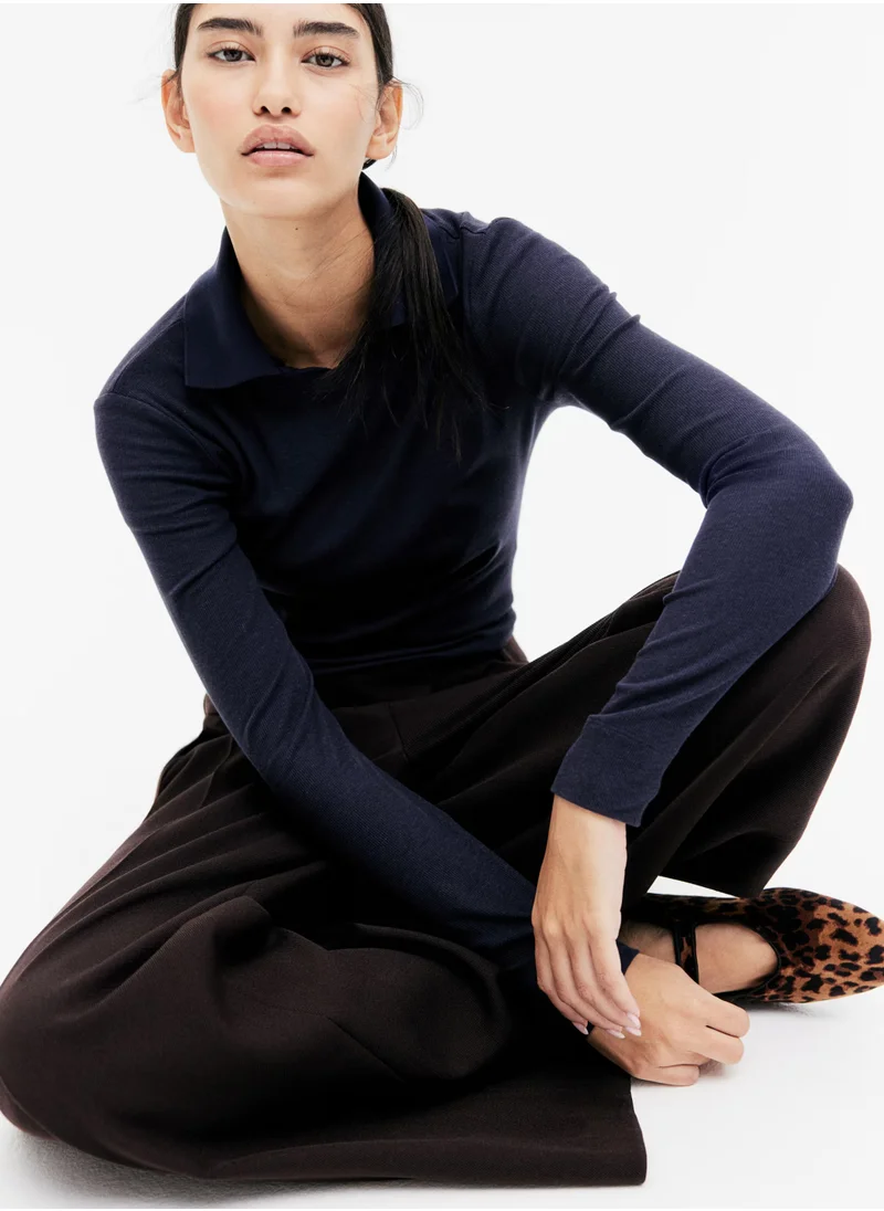اتش اند ام Ribbed Modal-Blend Top