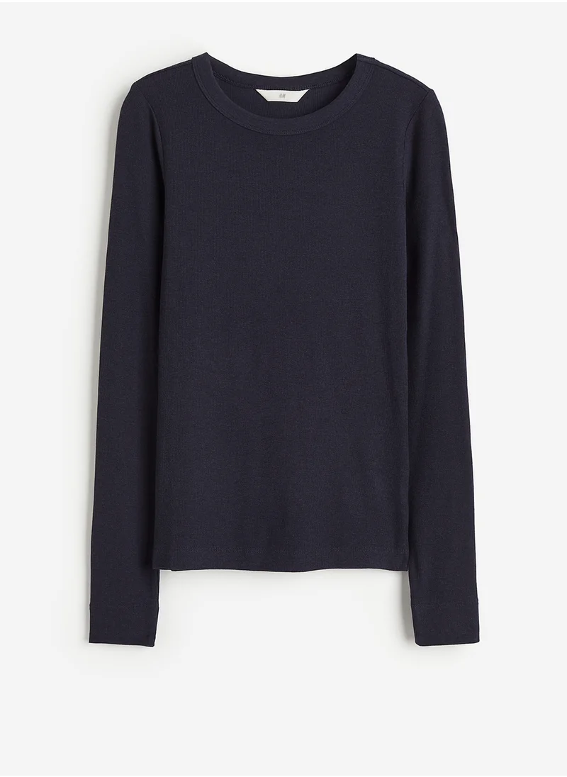 اتش اند ام Ribbed Modal-Blend Top