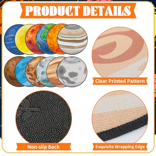 Tinideya 12 Pcs Kids Carpet Circle Seats for Class 16 Inch Round Classroom Rug Back to School Floor Cushions Soft Educational Mat Non Slip First Day of School Learning Playing Areas(Space Planet) - Image 3