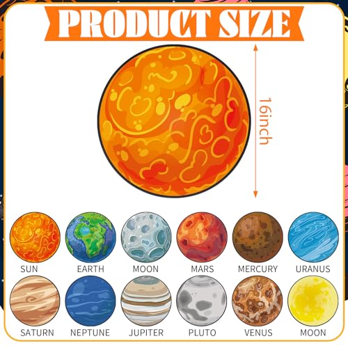 Tinideya 12 Pcs Kids Carpet Circle Seats for Class 16 Inch Round Classroom Rug Back to School Floor Cushions Soft Educational Mat Non Slip First Day of School Learning Playing Areas(Space Planet) - Image 2