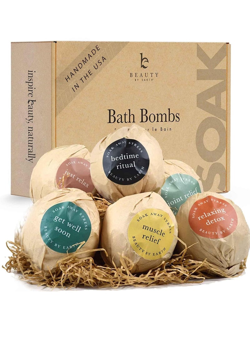 Beauty by Earth Bath Bomb Gift Set - USA Made with Natural & Organic Ingredients, Relaxing Gifts for Women & Men, Spa Gifts & Stocking Stuffers for Women, Luxury Gift Ideas, Bath Bombs for Wife & Kids - Image 1