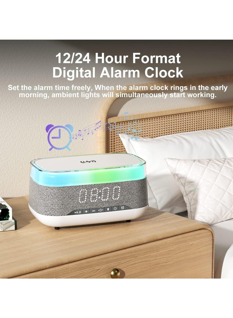 ProOne ProOne PGM202 Wireless LED Speaker with 15W Wireless Charger, Digital Clock, Alarm Clock, FM Radio, and LED Light – Bluetooth V5.3 for Home & Office  - Image 3