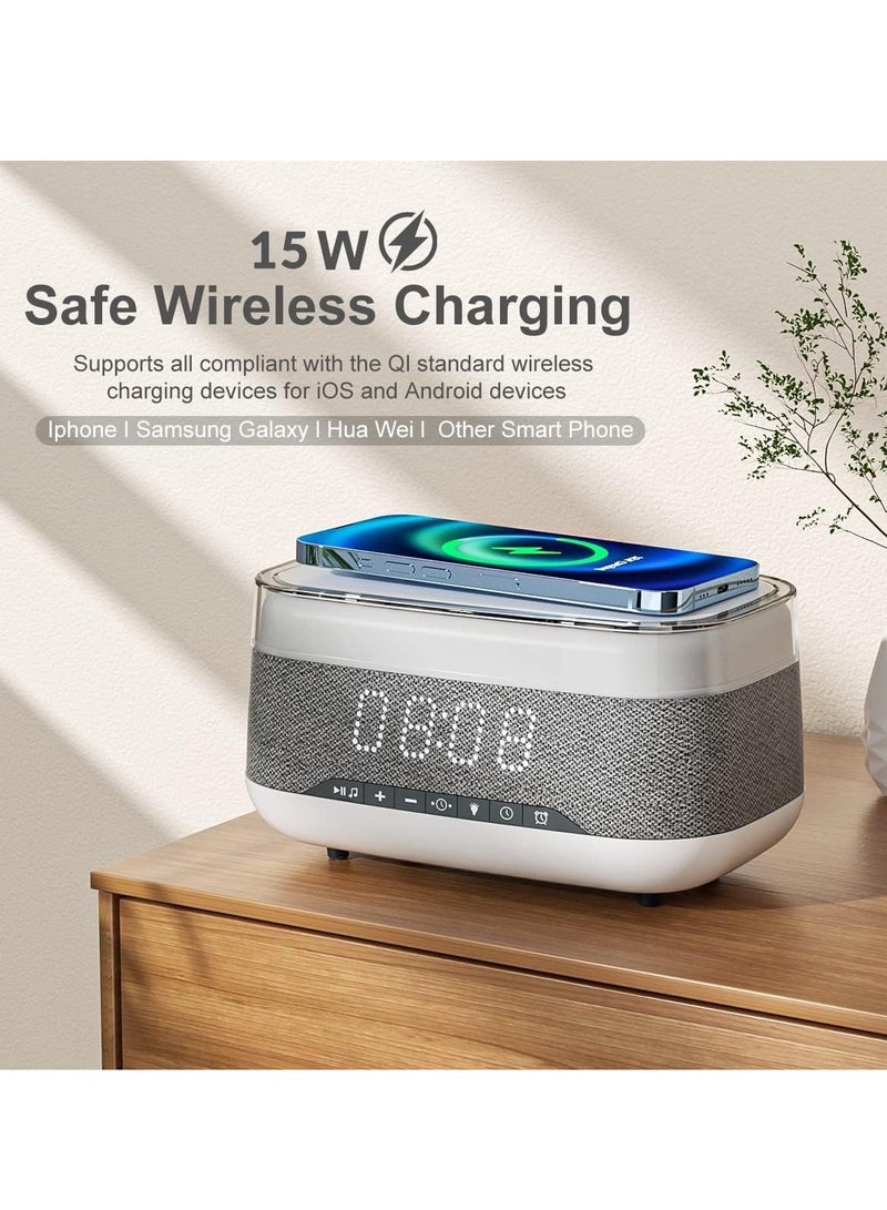 ProOne ProOne PGM202 Wireless LED Speaker with 15W Wireless Charger, Digital Clock, Alarm Clock, FM Radio, and LED Light – Bluetooth V5.3 for Home & Office  - Image 4