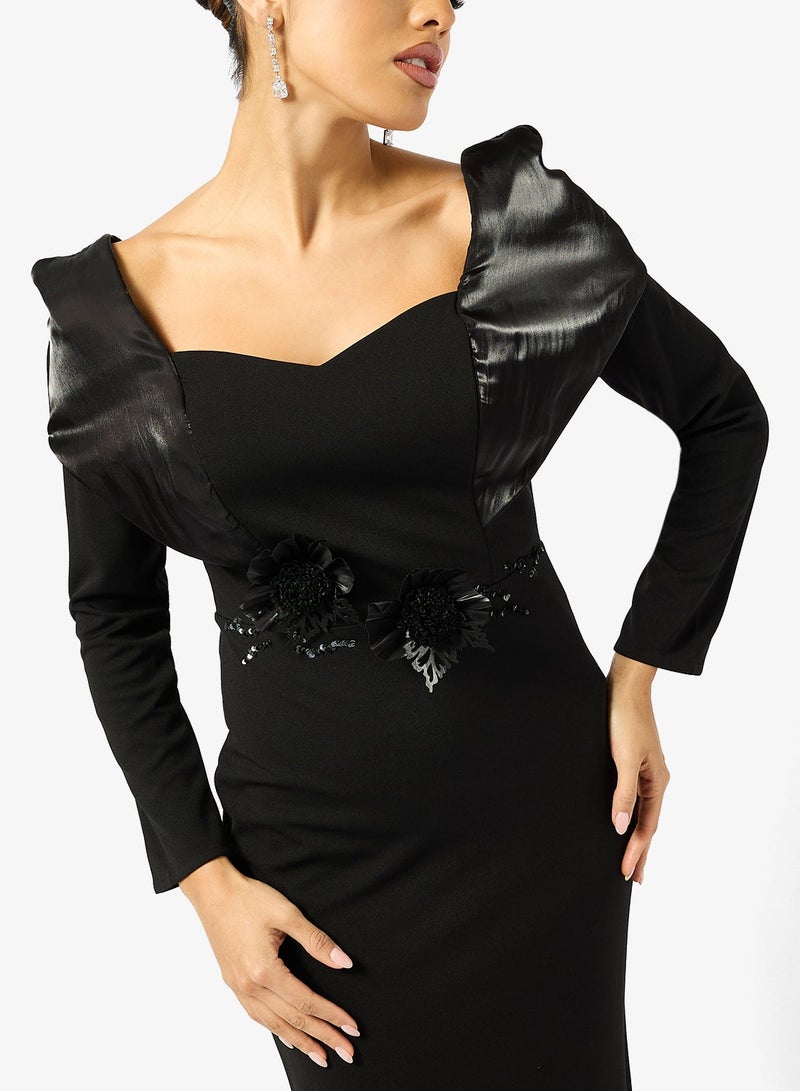 Iyra Full Sleeve Floral Detail Dress - Image 4