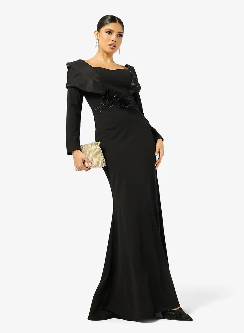 Iyra  Full Sleeve Floral Detail Dress for Women | Best Price UAE