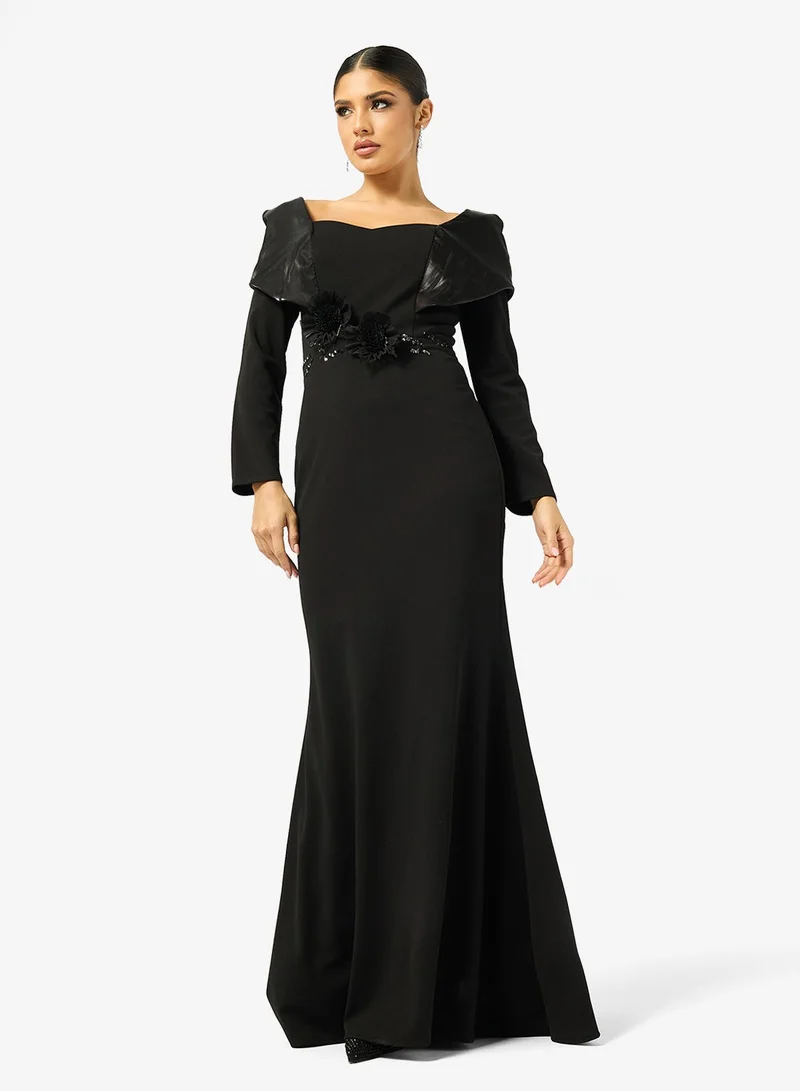 Iyra Full Sleeve Floral Detail Dress