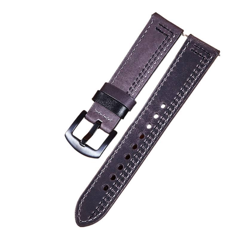 AD Gray Classic Leather Strap Smartwatch Band Compatible with Apple Watch with Adjustable Fit Replacement Strap for Daily Wear - Image 1