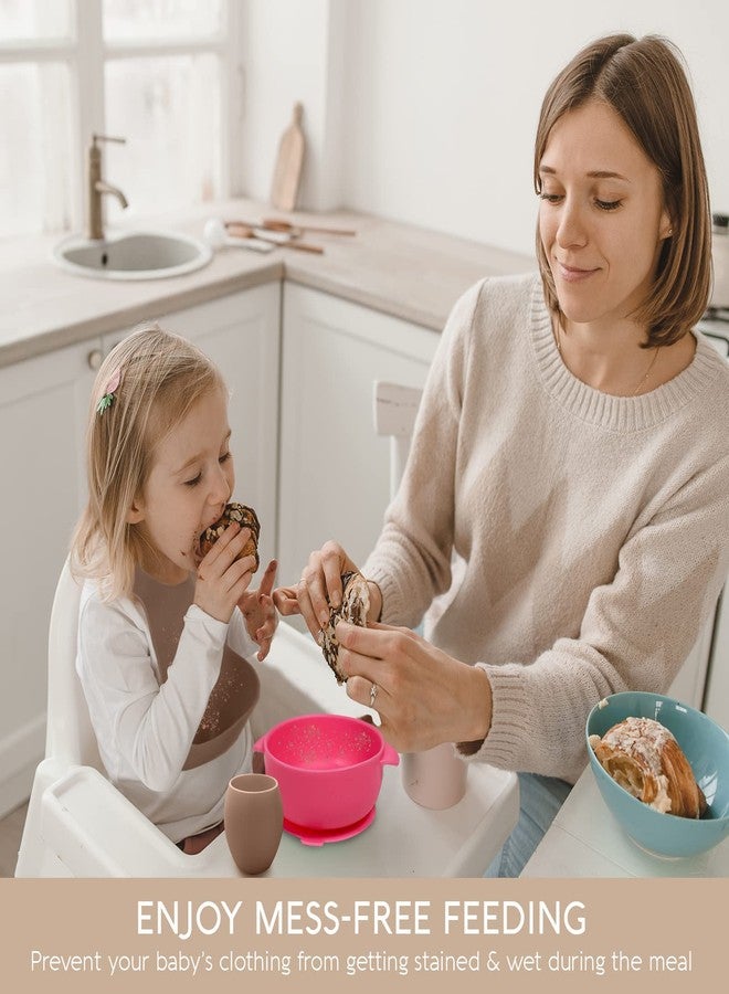 SPERRIC Silicone Baby Bibs - Soft Silicone Bib with Food Catcher and Waterproof Material - Adjustable Fit for Baby and Toddler (Mauvelous & Slate Gray) - Image 4