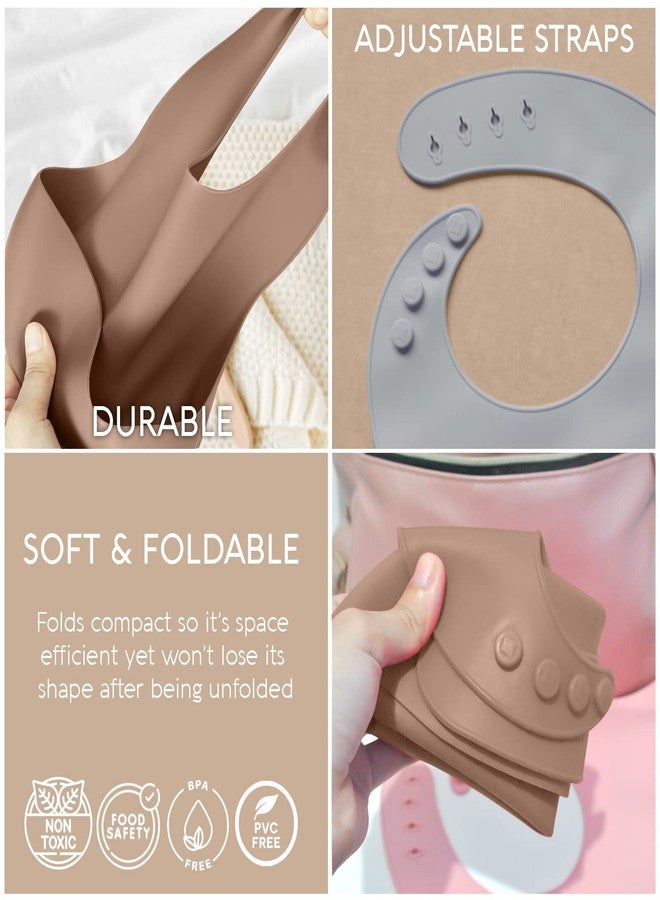 SPERRIC Silicone Baby Bibs - Soft Silicone Bib with Food Catcher and Waterproof Material - Adjustable Fit for Baby and Toddler (Mauvelous & Slate Gray) - Image 3