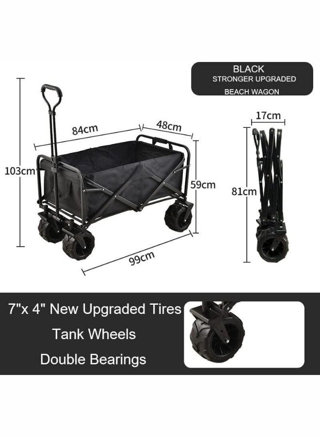 Prince Cart, Heavy Duty Utility Beach Wagon Cart, Large Capacity Foldable Grocery Wagon for Garden Outdoor, Sports, Camping, Picnic - Image 5