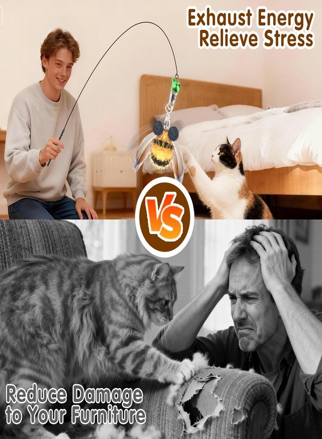 Walfront Cat Toys for Indoor Cats- Realistic Insect Wand with Replaceable Bee & Fly Heads, Flexible Steel Rod, Indoor Cat Toy for Kittens & Adult Cats, Boredom Relief & Bonding Play - Image 4