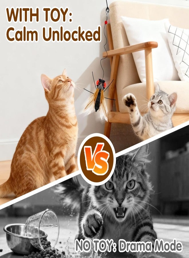 Walfront Cat Toys for Indoor Cats- Realistic Insect Wand with Replaceable Bee & Fly Heads, Flexible Steel Rod, Indoor Cat Toy for Kittens & Adult Cats, Boredom Relief & Bonding Play - Image 3