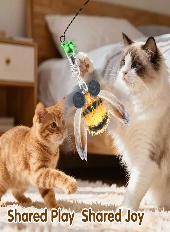 Walfront Cat Toys for Indoor Cats- Realistic Insect Wand with Replaceable Bee & Fly Heads, Flexible Steel Rod, Indoor Cat Toy for Kittens & Adult Cats, Boredom Relief & Bonding Play - Image 2