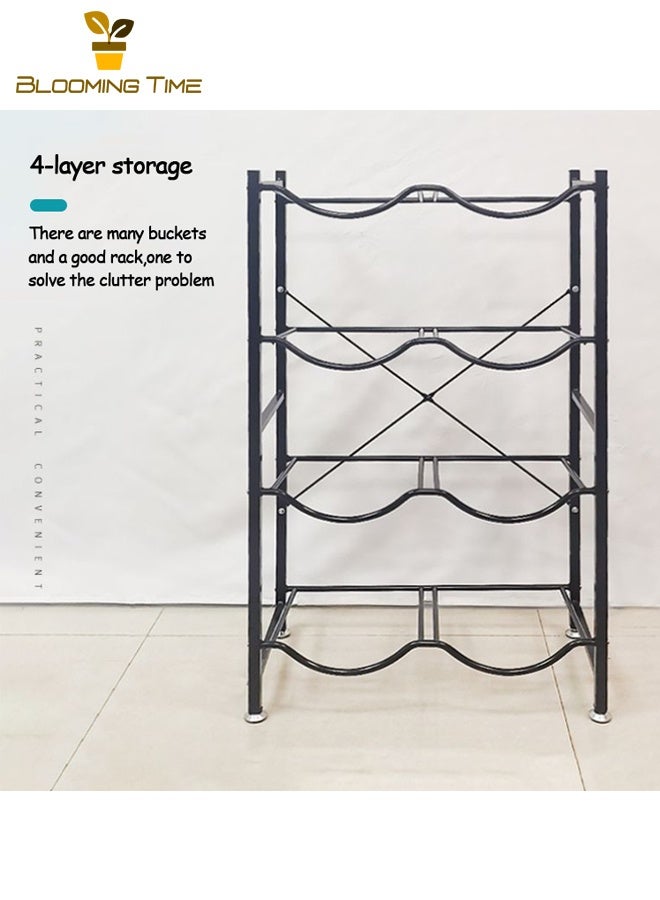 بلومنغ تايم حامل تخزين زجاجة المياه 4 طبقات ، رف إبريق الماء 8 زجاجات من 5 جالون الجرف الثقيلة لمكتب المنزل الصالة الرياضية ، وسهلة لتجميع-أسود - Image 5